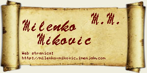Milenko Miković vizit kartica
